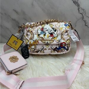 Aldo Pink Printed Disney Character Crossbody Bag with Gold Chain
